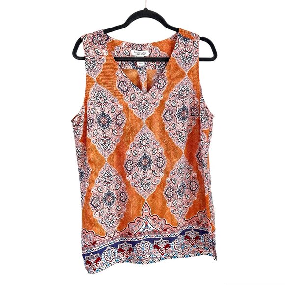 Rachel‎ Zoe | Boho Sleeveless V-Neck Tank Top/Blouse Size Large - Picture 1 of 6